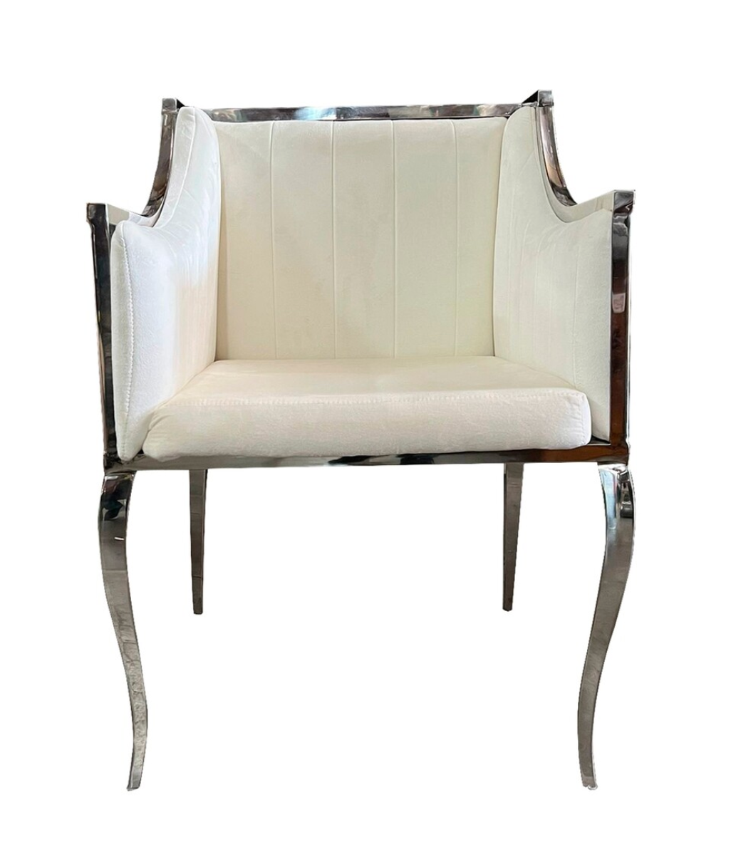 Ivory Silver Frame Electra Armchair