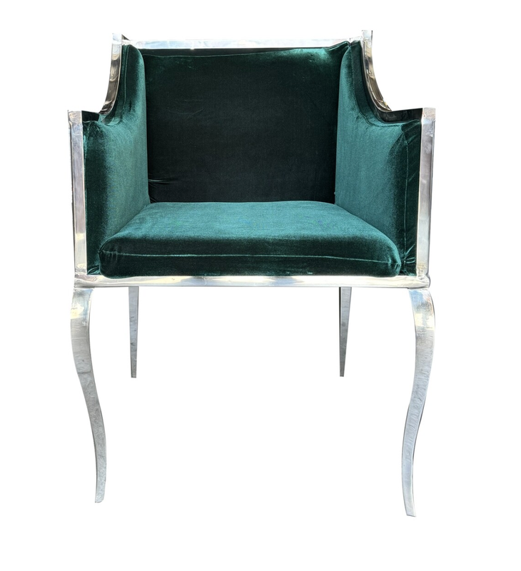 Emerald Silver Frame Electra Armchair