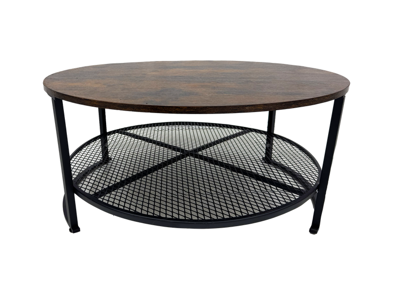 Rustic Top Iron Base Coffee Table