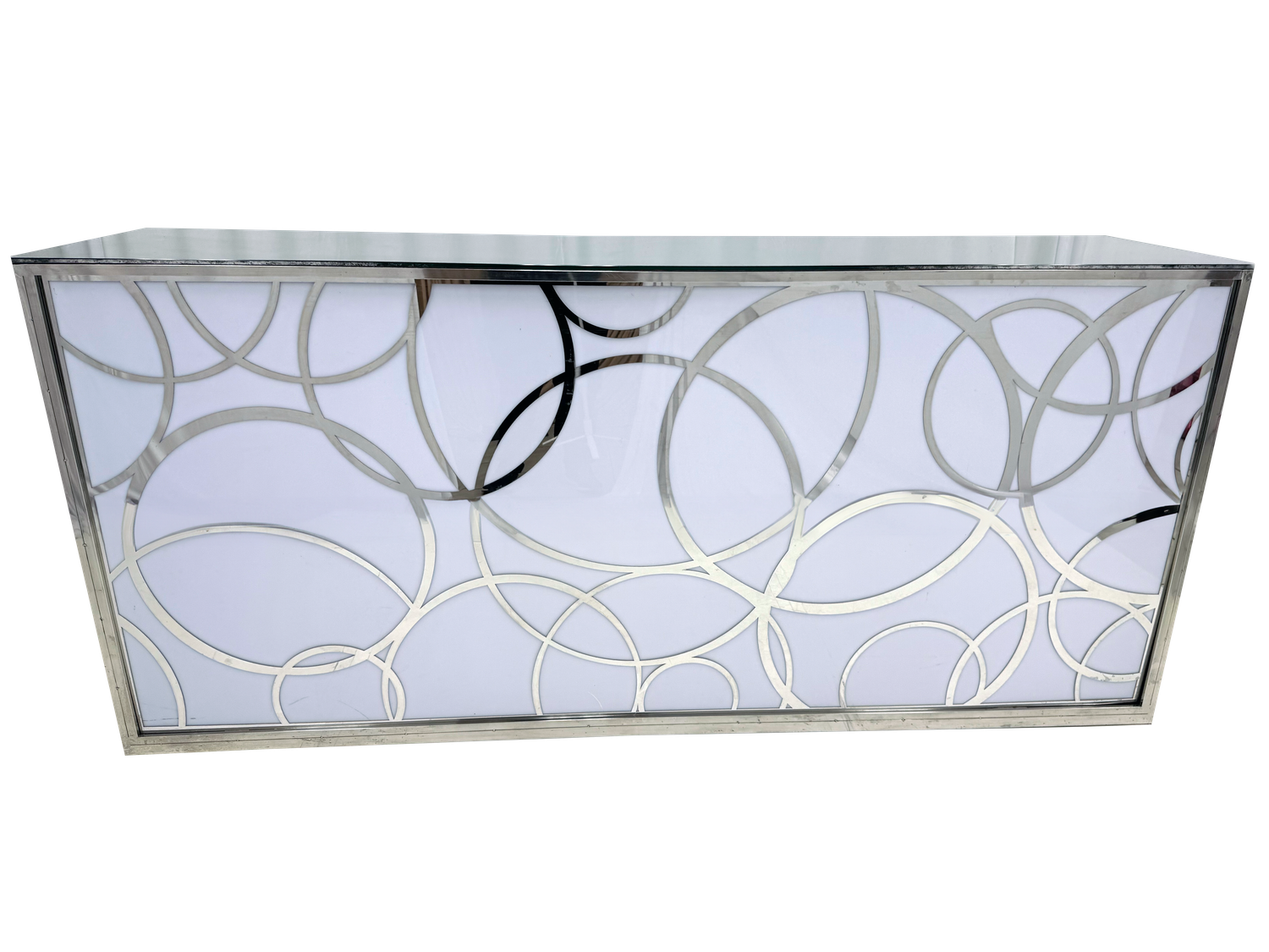 8ft Silver Circle Bar w/Mirror Top Bar