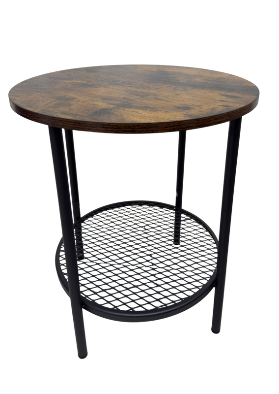 Rustic Top Iron Base Side Table