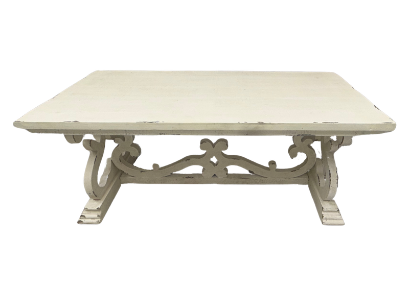 White Wash Vintage Legs Coffee Table