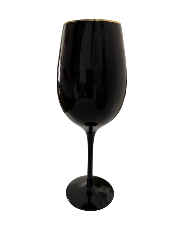 Black Gold Rim Wine Glass