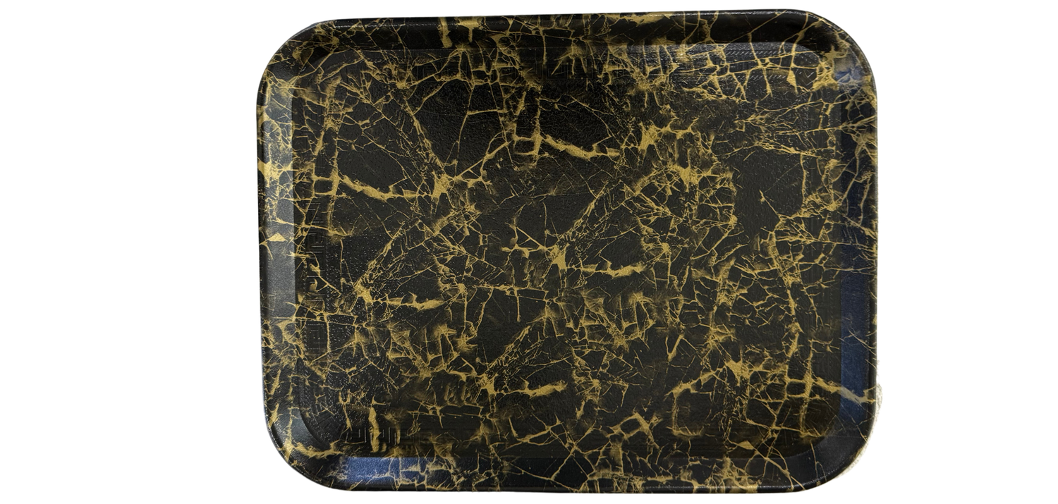 16 Inch Black and Gold Marble Tray