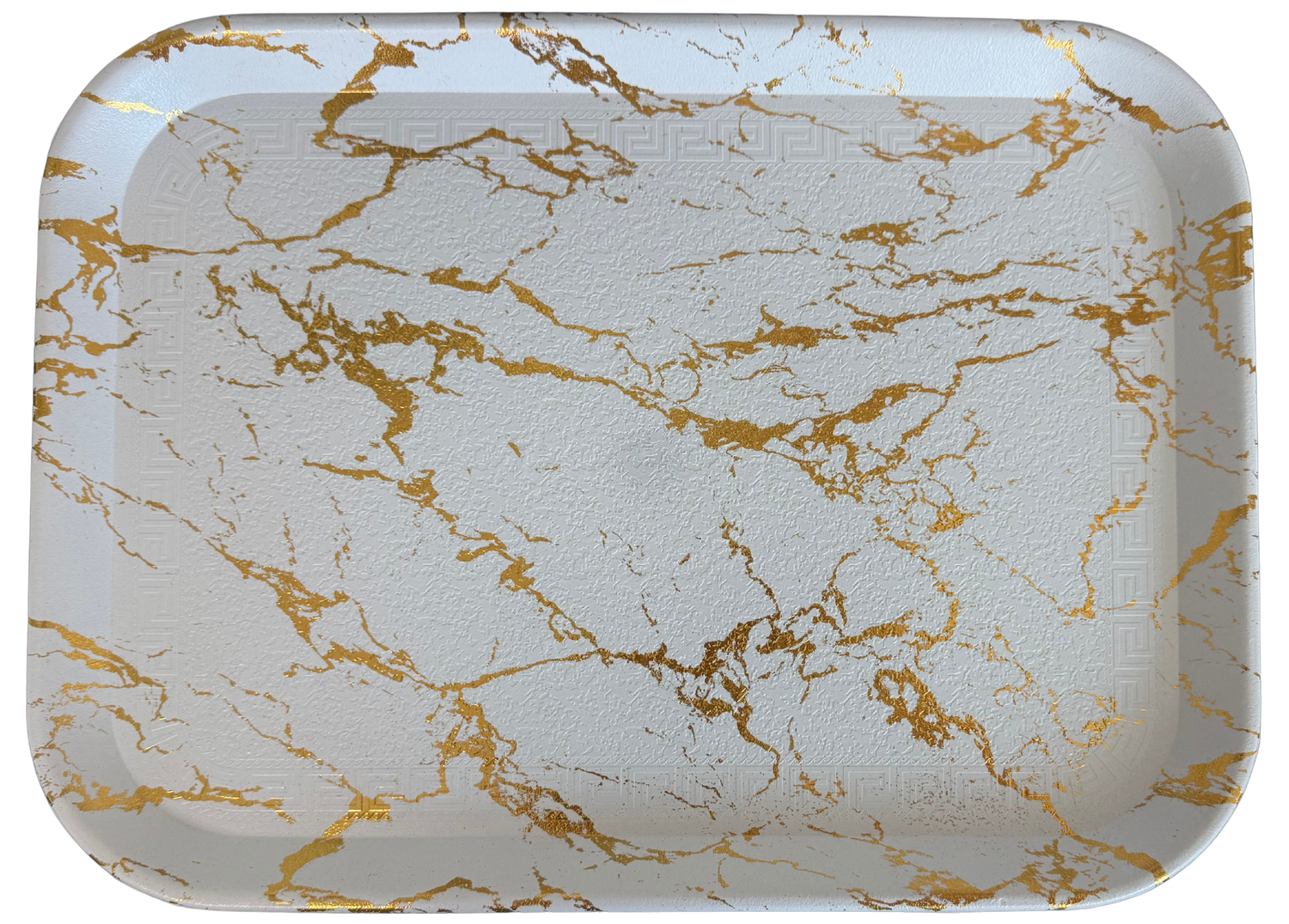 14x10in White and Gold Marble Tray