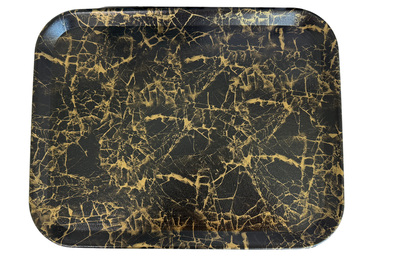 16x12in Black and Gold Marble Tray