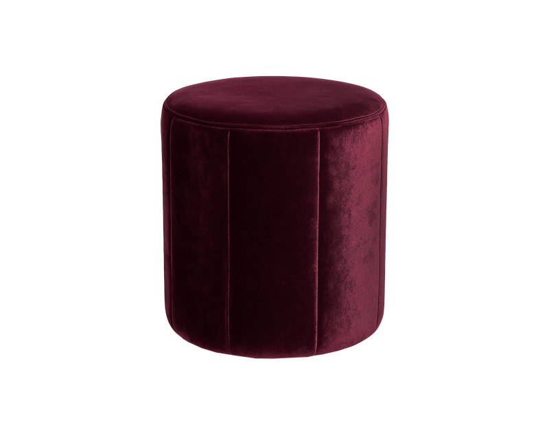 Burgundy Velvet Ottoman