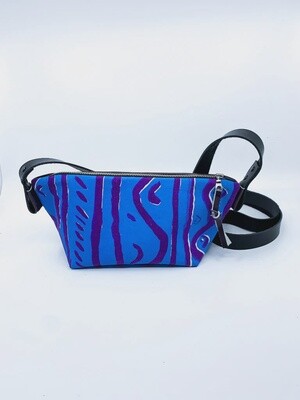 Purple and Blue Squiggle Vintage Mambo Cross Body Bag