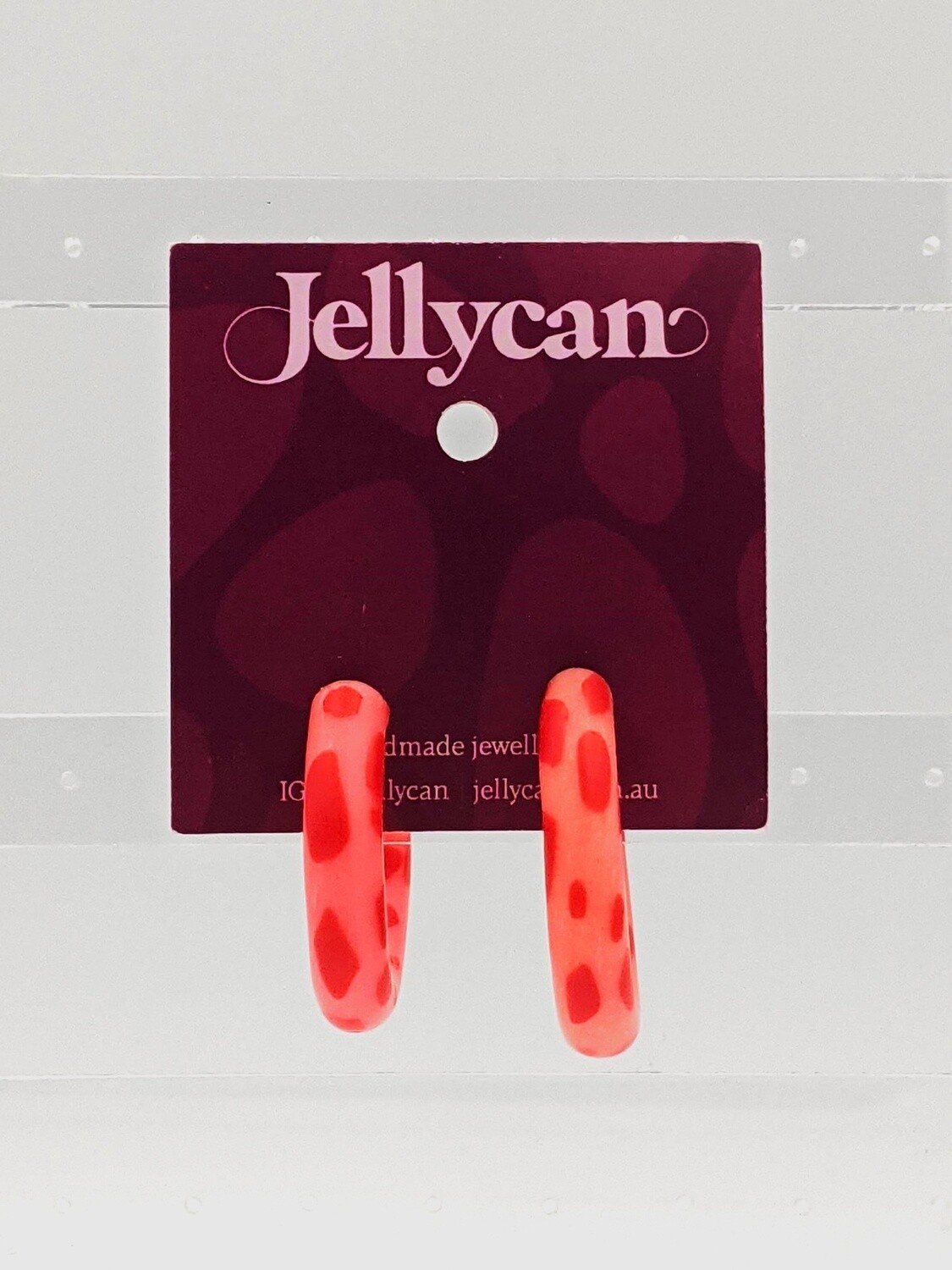 Large Peach/Red Pattern Chunky Hoops