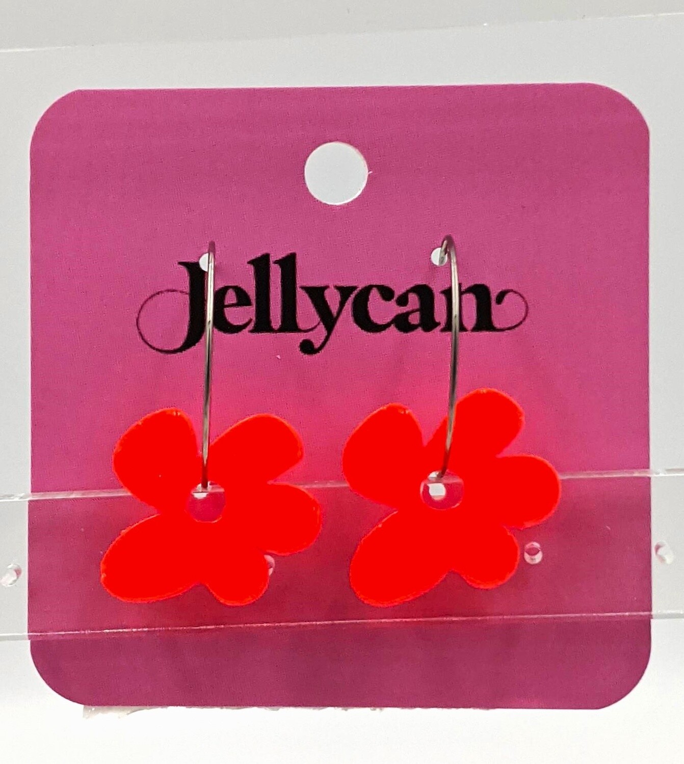 Medium Flower Hoops Various, Colour: Neon Red