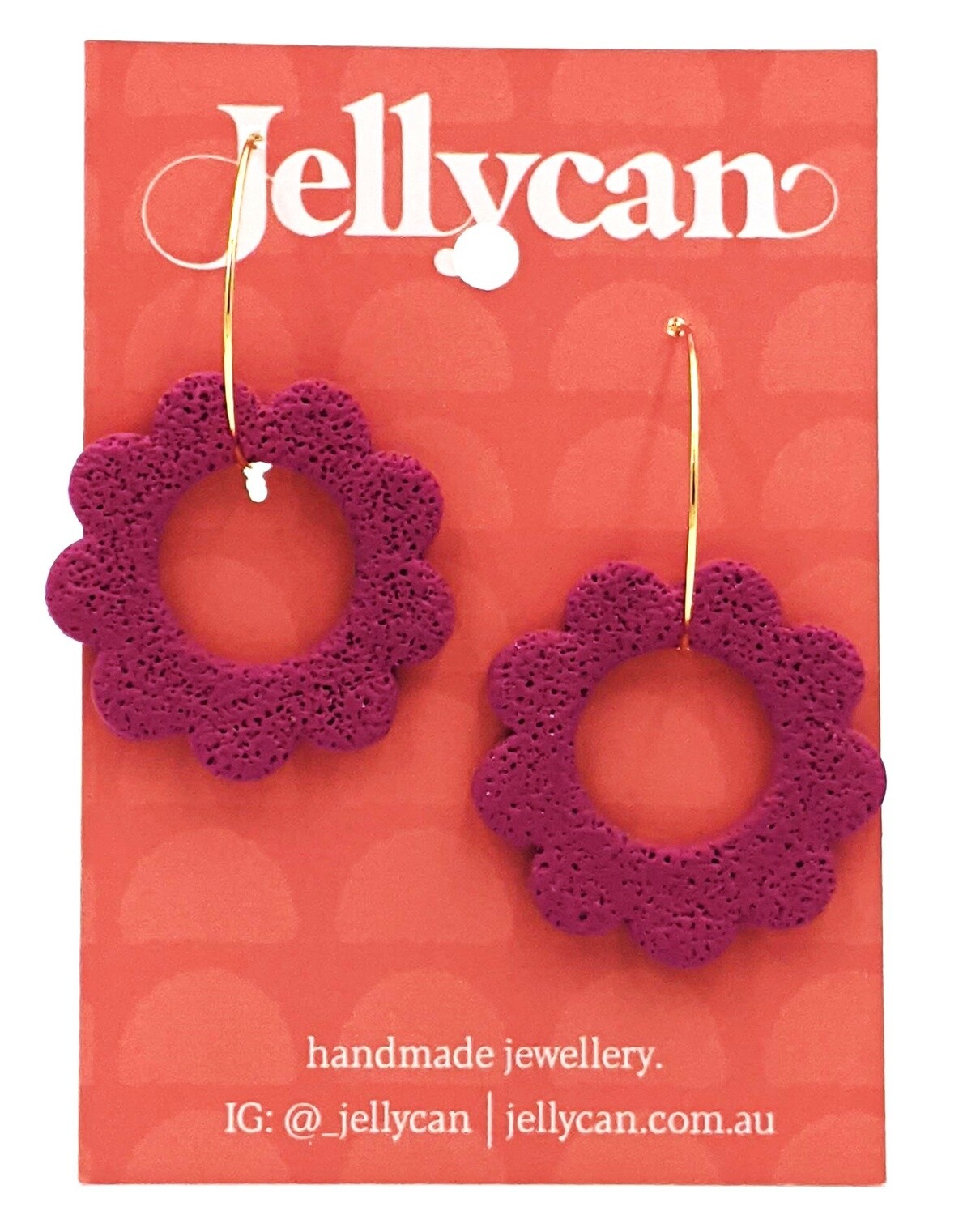 Plum Large Flower Hoops