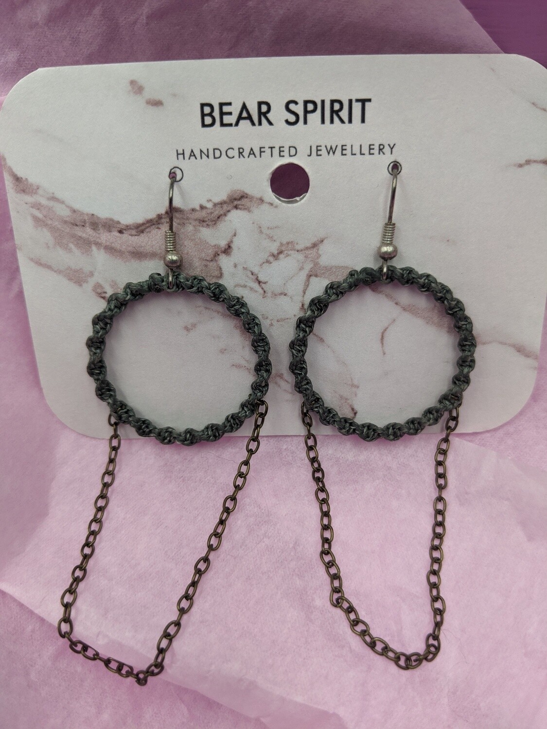 Bear Spirit Hoop Earrings, Design: Chain