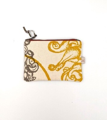 Deco Print and Brown Leather Purse