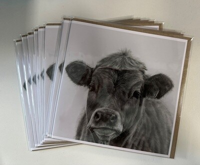 Printed Square Card - Design Cow titled &quot;Grazing&quot;