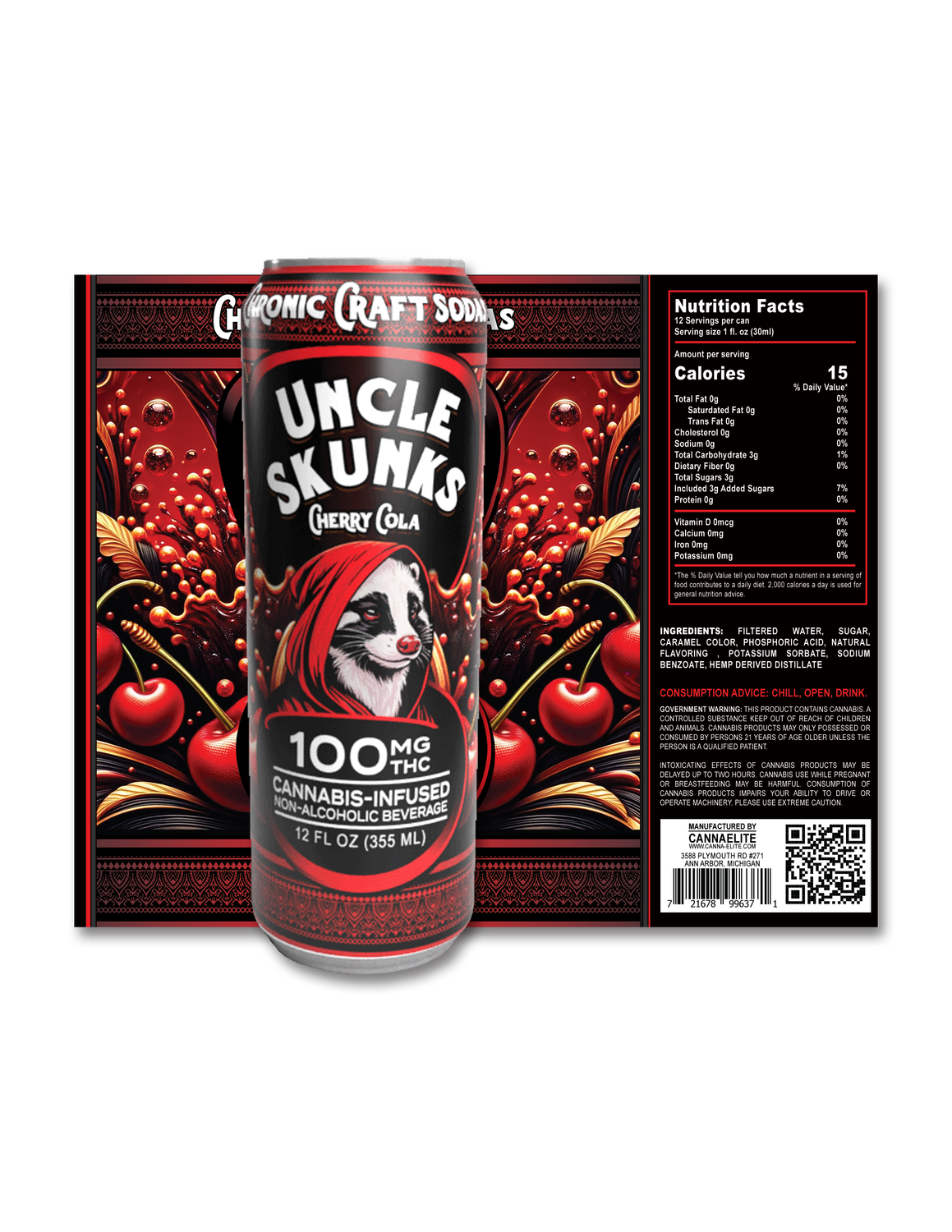Delta 9 THC - Beverage - Uncle Skunk - Cherry Cola 100mg