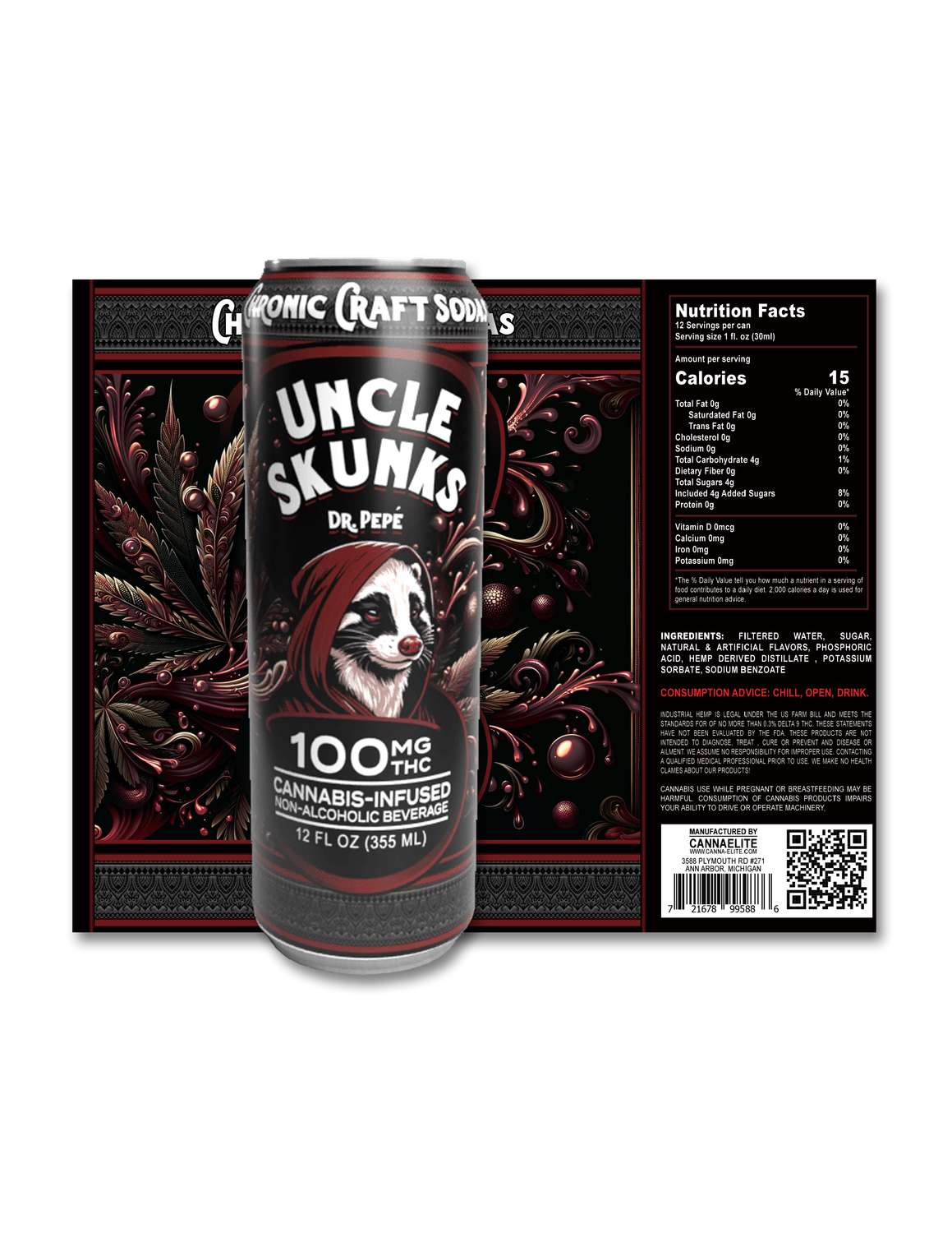 Delta 9 THC - Beverage - Uncle Skunk - Dr. Pepe 100mg