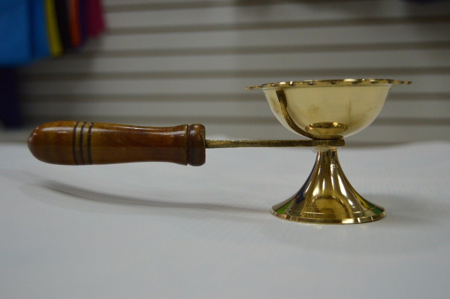 Wooden handle diya