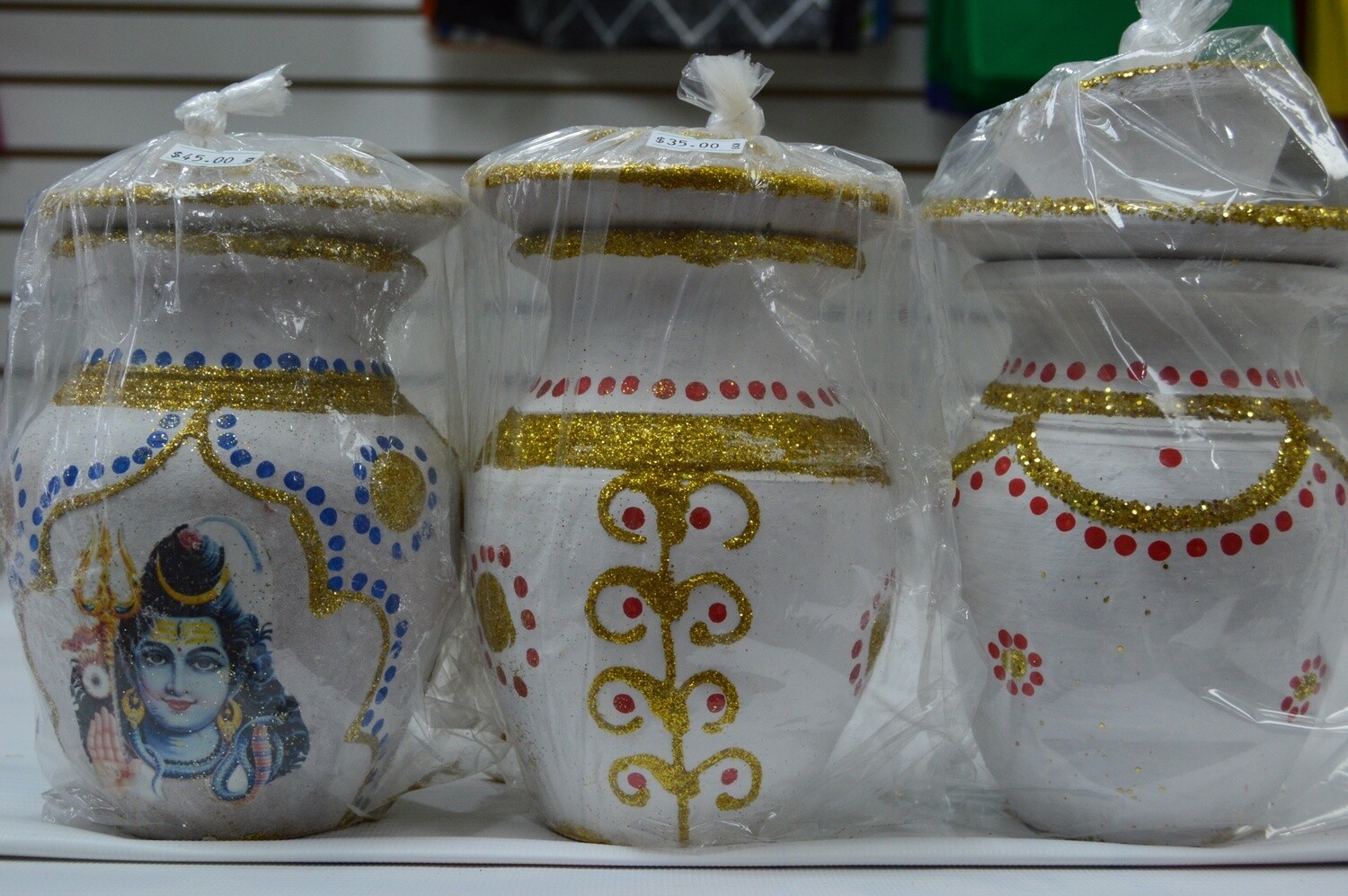 Printed Face Kalsa Sets, STYLE: Decorated, DIETY: Shiva Face, COLOR: White
