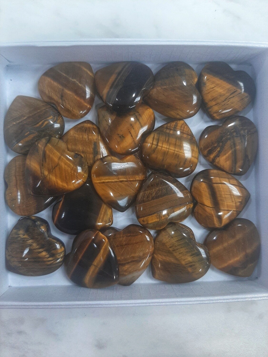 Heart Shaped Crystals Stones, COLOR/STYLE: Yellow Tiger Eye