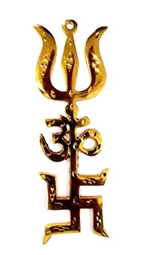 Brass Trishul-Om-Swastik