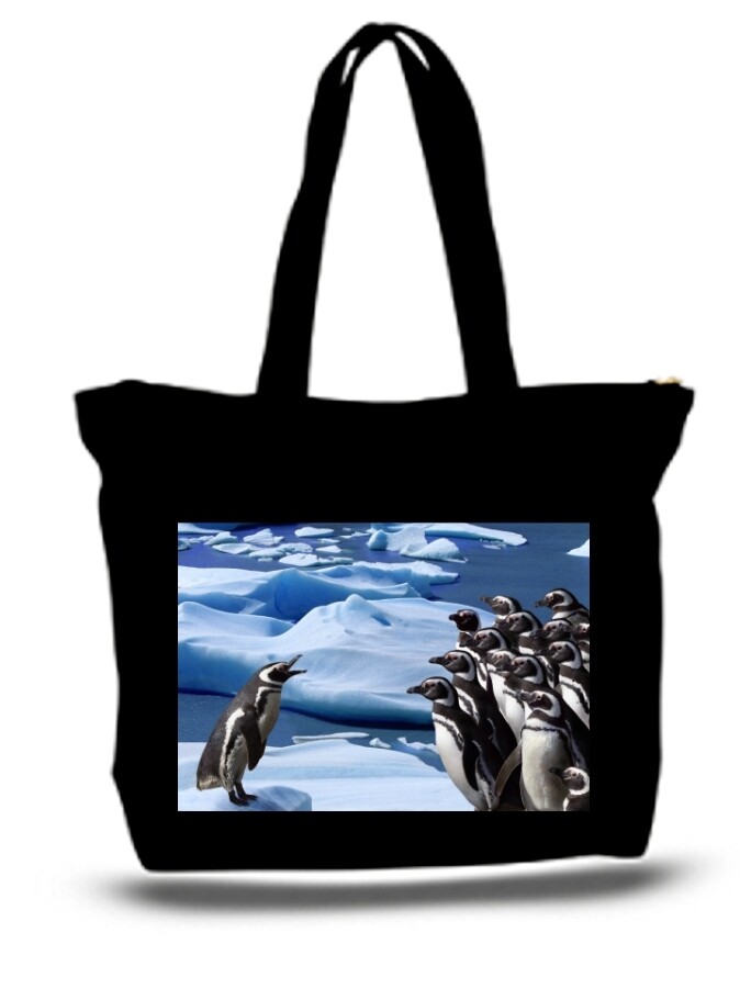 Large  Tote Grocery & Stuff Bag Penguins Todays Men Assignment Catch