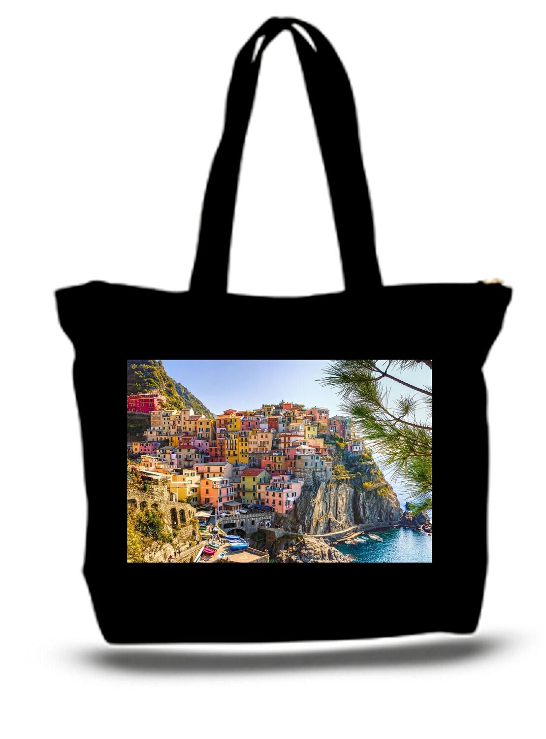 Large  Tote Grocery & Stuff Bag Cinque Terre Mediterranean