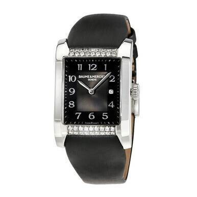 Baume & Mercier 10024 Hampton Milleis Opaline Black Dial Women's Leather Quartz Watch