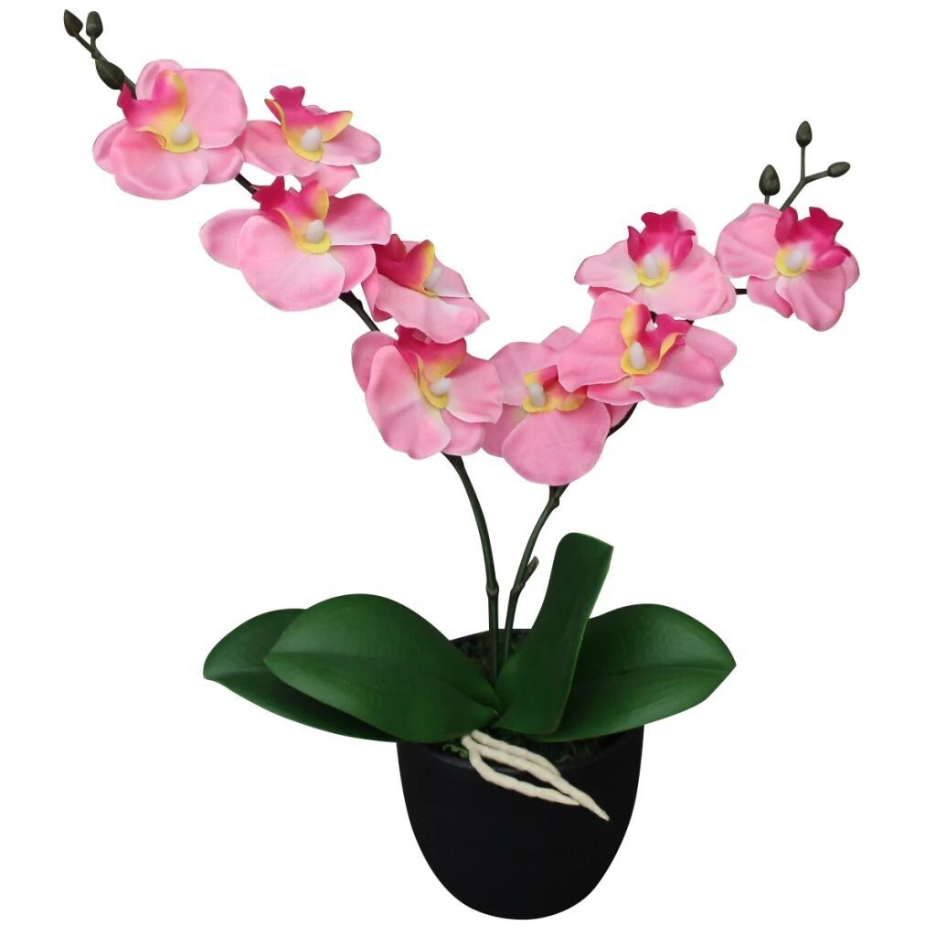 Artificial Orchid Plant with Pot 11.8" Pink