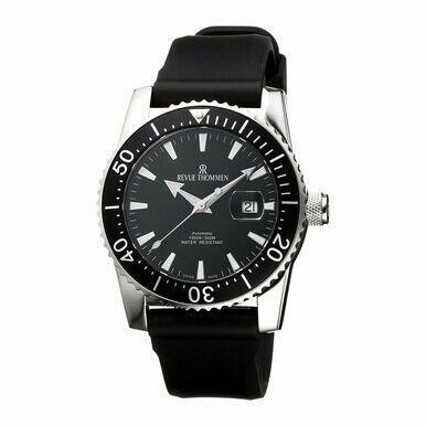 Revue Thommen 17030.2537 Diver Black Dial Swiss Automatic Rubber Watch