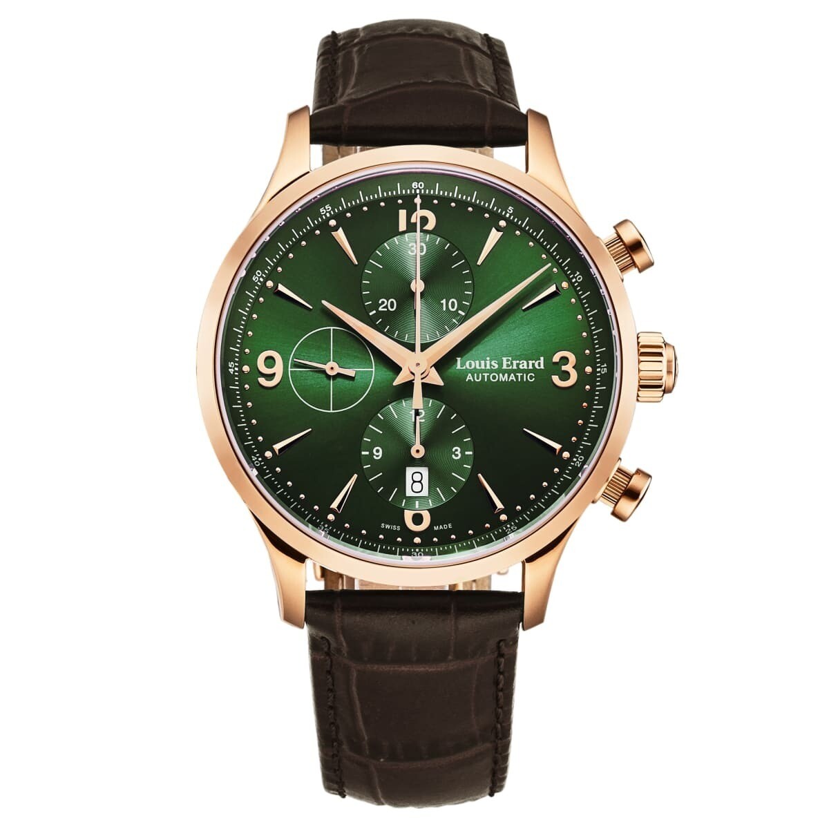 Louis Erard Men's '1931' Chronograph Green Dial Brown Leather Strap Automatic Watch 78225PR19.BRC03