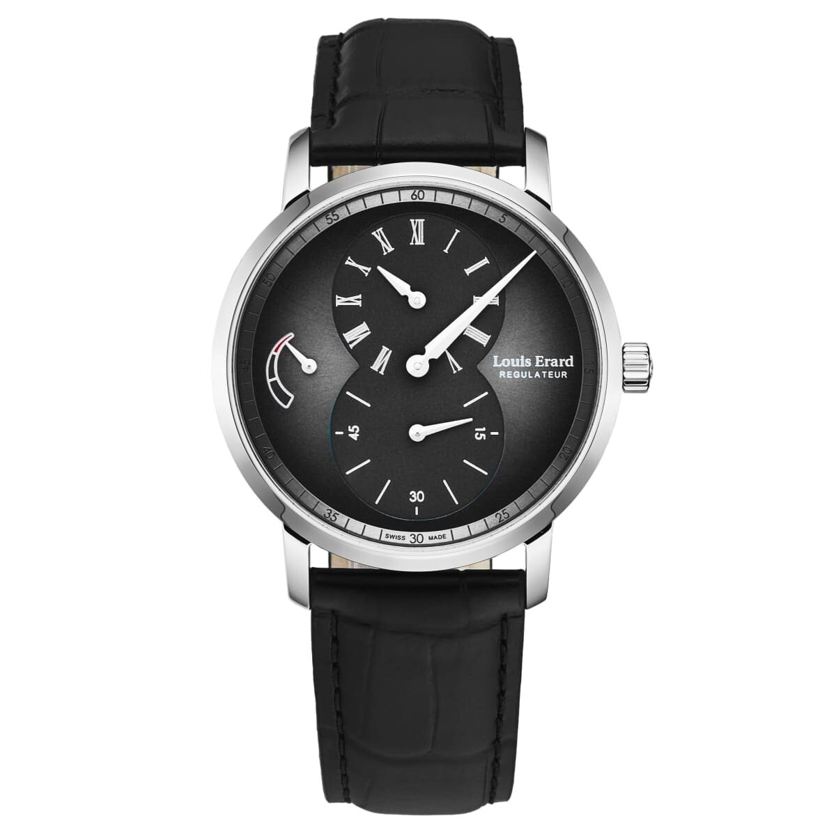 Louis Erard Men's 'Excellence' Black Dial Black Leather Strap Manual Wind Watch 54230AG52.BDC02