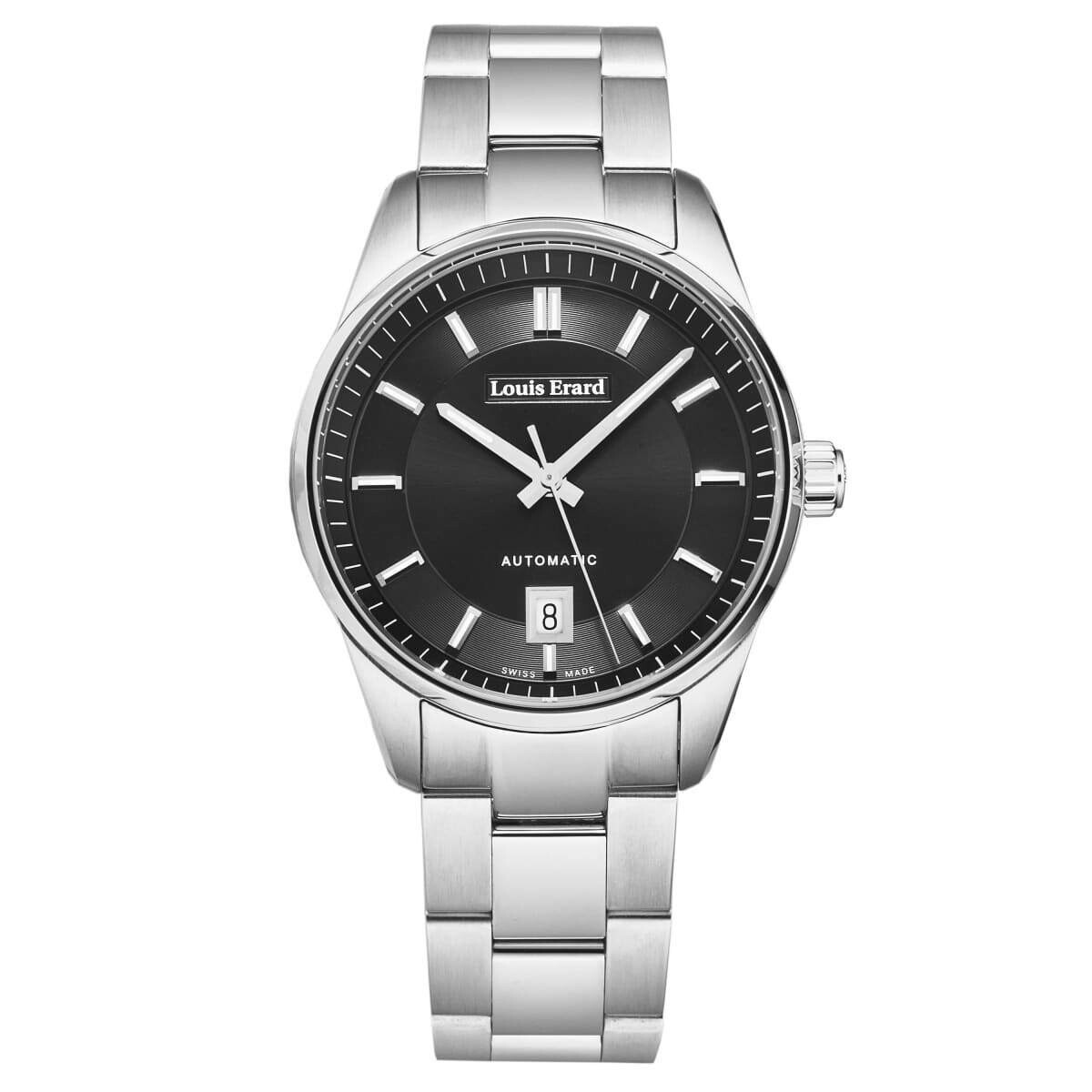 Louis Erard Men's 'Heritage' Black Dial Silver Stainless Steel Bracelet Automatic Watch 69101AA32.BMA19