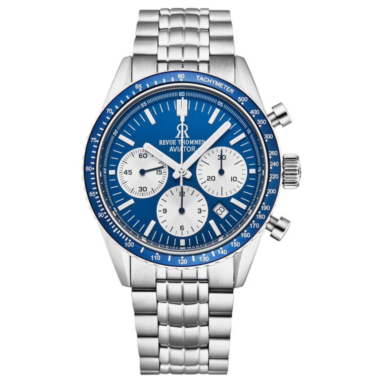 Revue Thommen 17000.6135 Men's 'Aviator' Blue Dial Stainless Steel Chronograph Automatic Watch