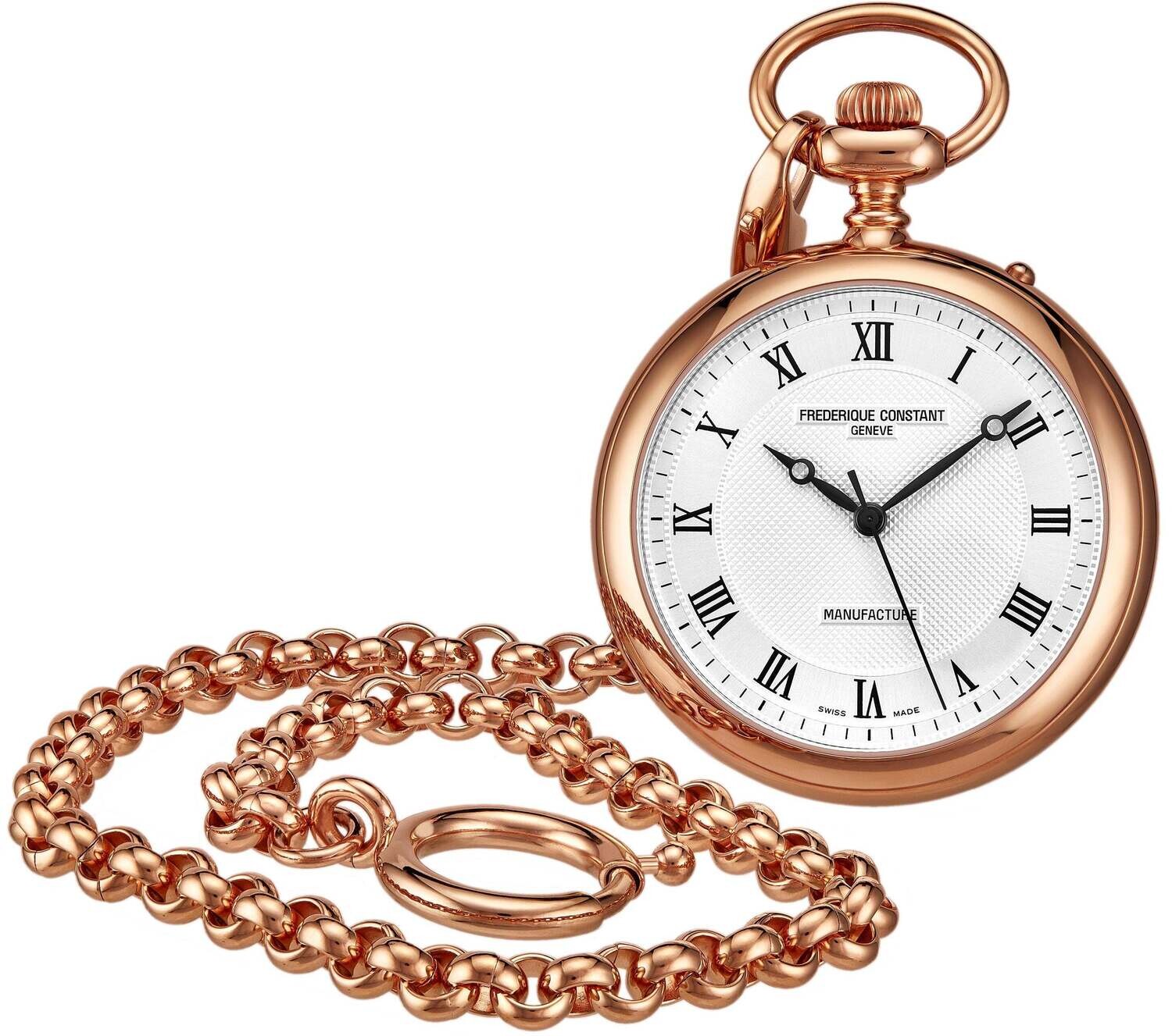 Frederique Constant Men's 'Pocket Watch' Silver Dial Rose Gold tone Stainless Steel Automatic Watch FC-700MC6PW4