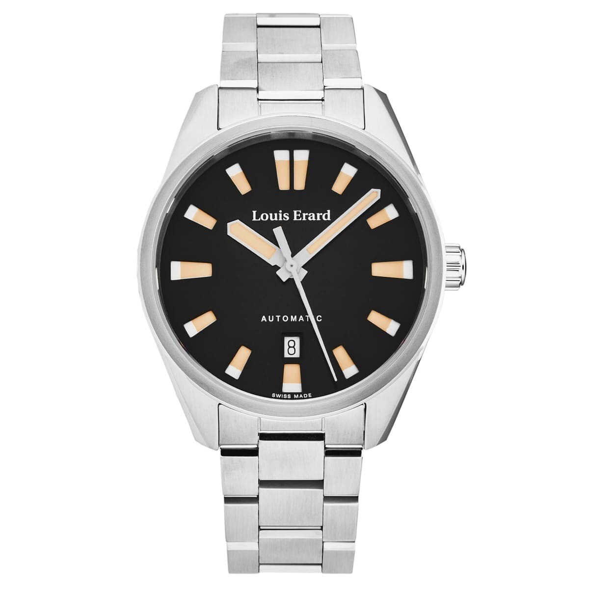 Louis Erard Men's 'Sportive' Black Dial Silver Stainless Steel Bracelet Automatic Watch 69108AA02.BMA48