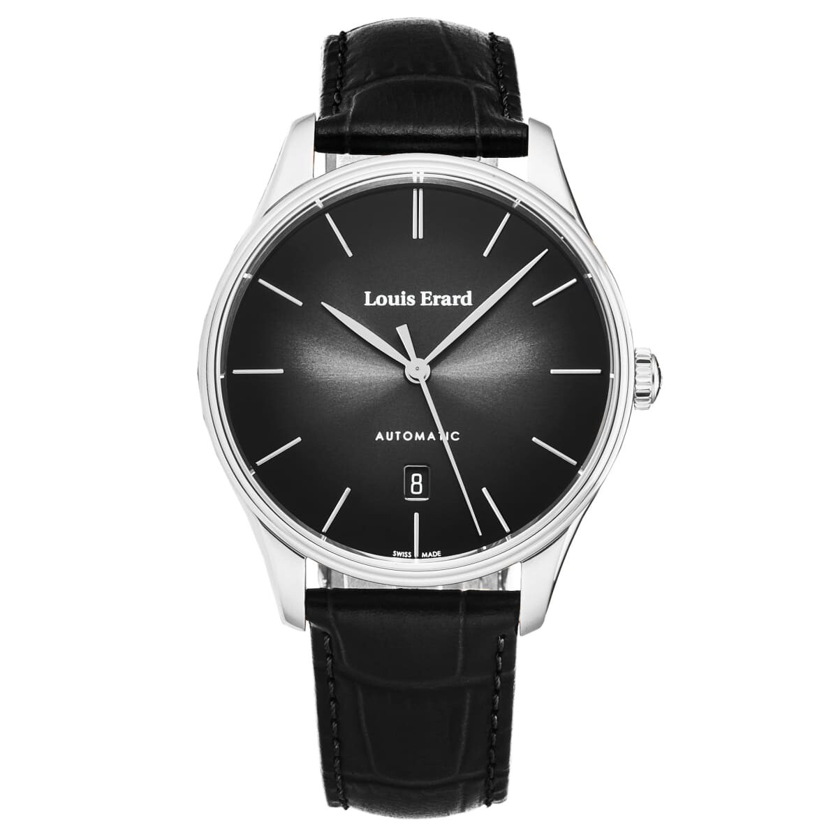 Louis Erard Men's 'Heritage' Grey/Black Dial Black Leather Strap Automatic Watch 69287AA62.BAAC82