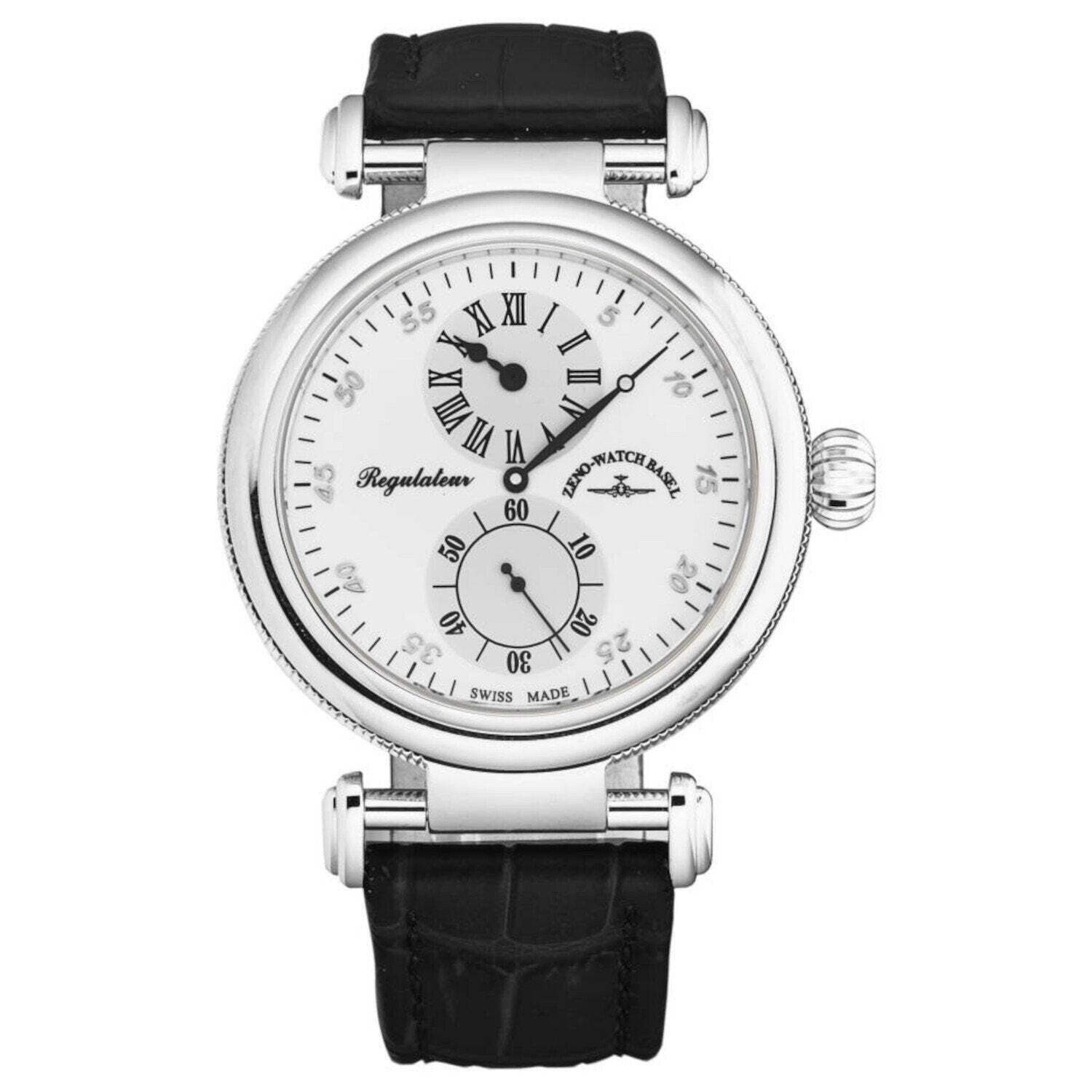 Zeno 1781F-H2 Men's 'Jaquet Regulator' Limited Edition White Dial Black Leather Strap Automatic Watch