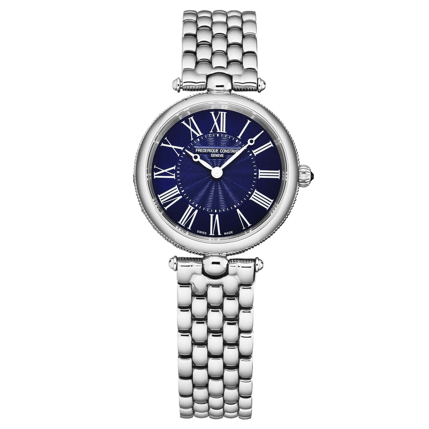 Frederique Constant Women's 'Art Deco' Blue Dial Stainless Steel Bracelet Swiss Quartz Watch FC-200MPN2AR6B