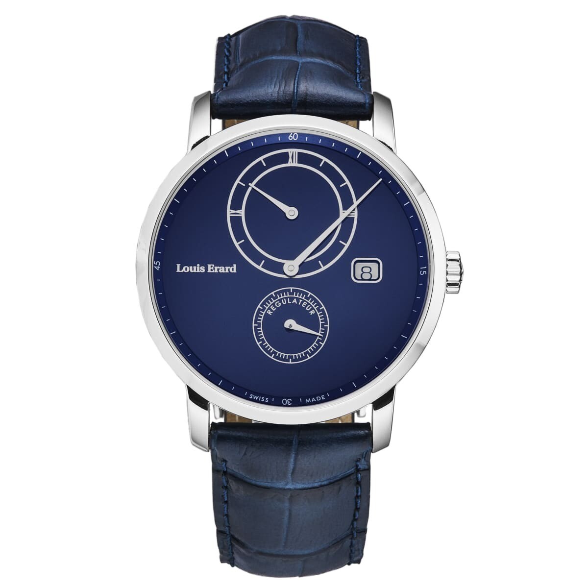 Louis Erard Men's 'Le Rgulateur' Blue Dial Blue Leather Strap Automatic Watch 86236AA25.BDC555
