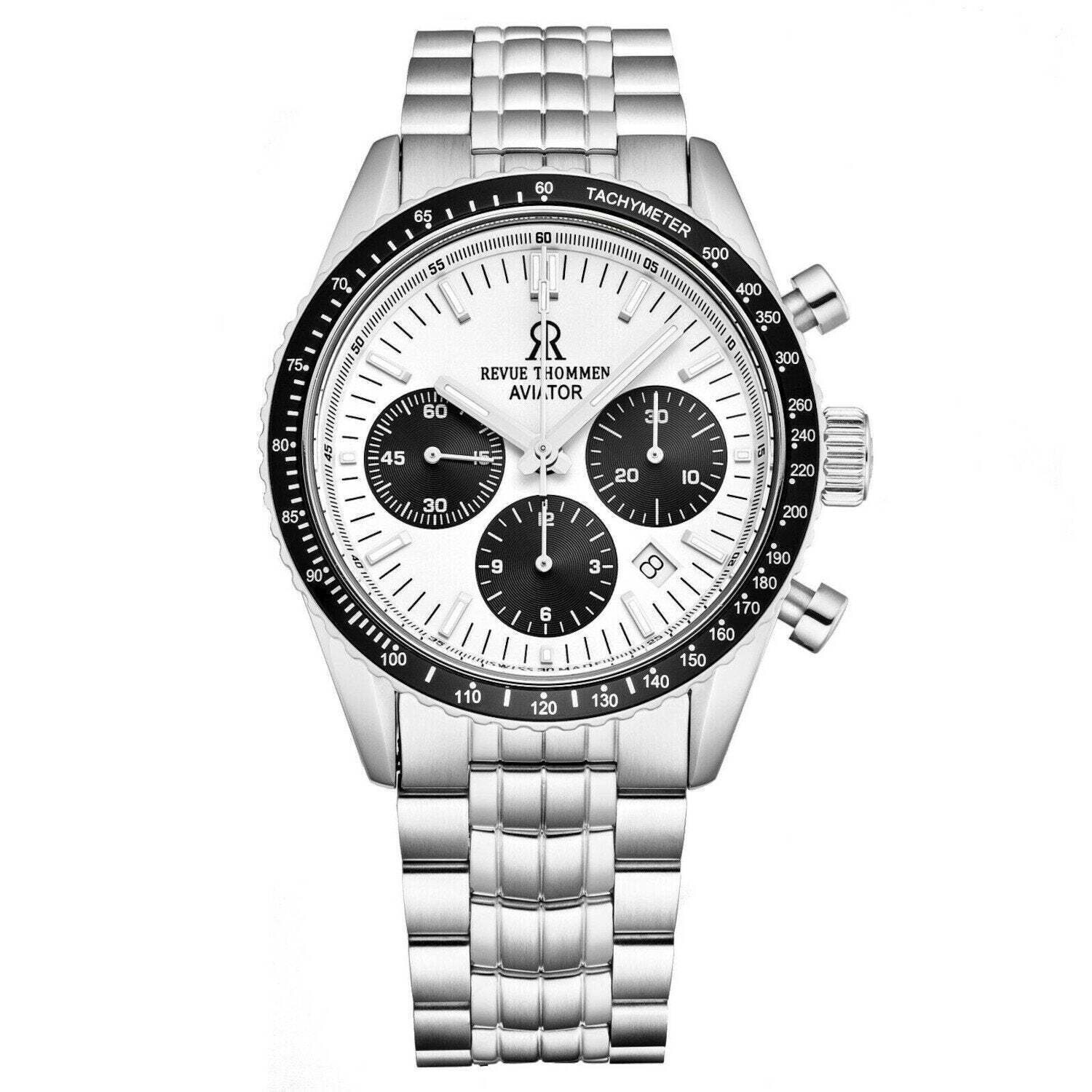 Revue Thommen 17000.6132 Men's 'Aviator' Silver Dial Stainless Steel Chronograph Automatic Watch