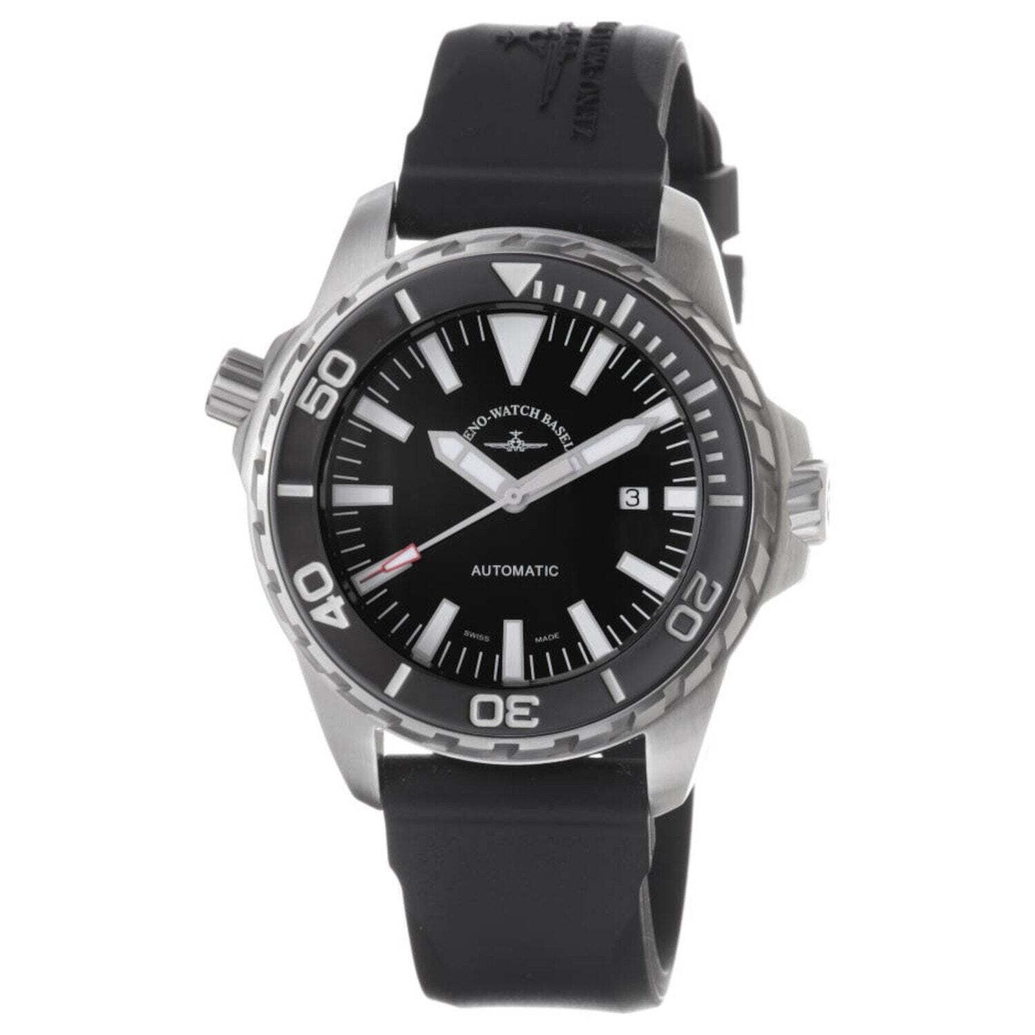 Zeno Men's  6603-2824-A1 'Divers' Black Dial Black Rubber Strap Date Automatic Watch
