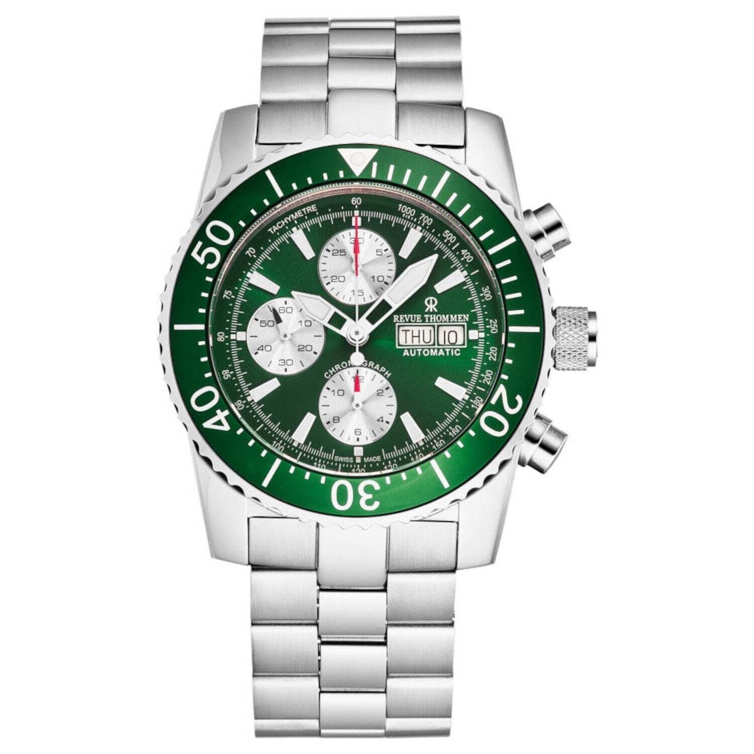 Revue Thommen 17030.6131 Men's 'Divers' Green Dial Day-Date Chronograph Automatic Watch
