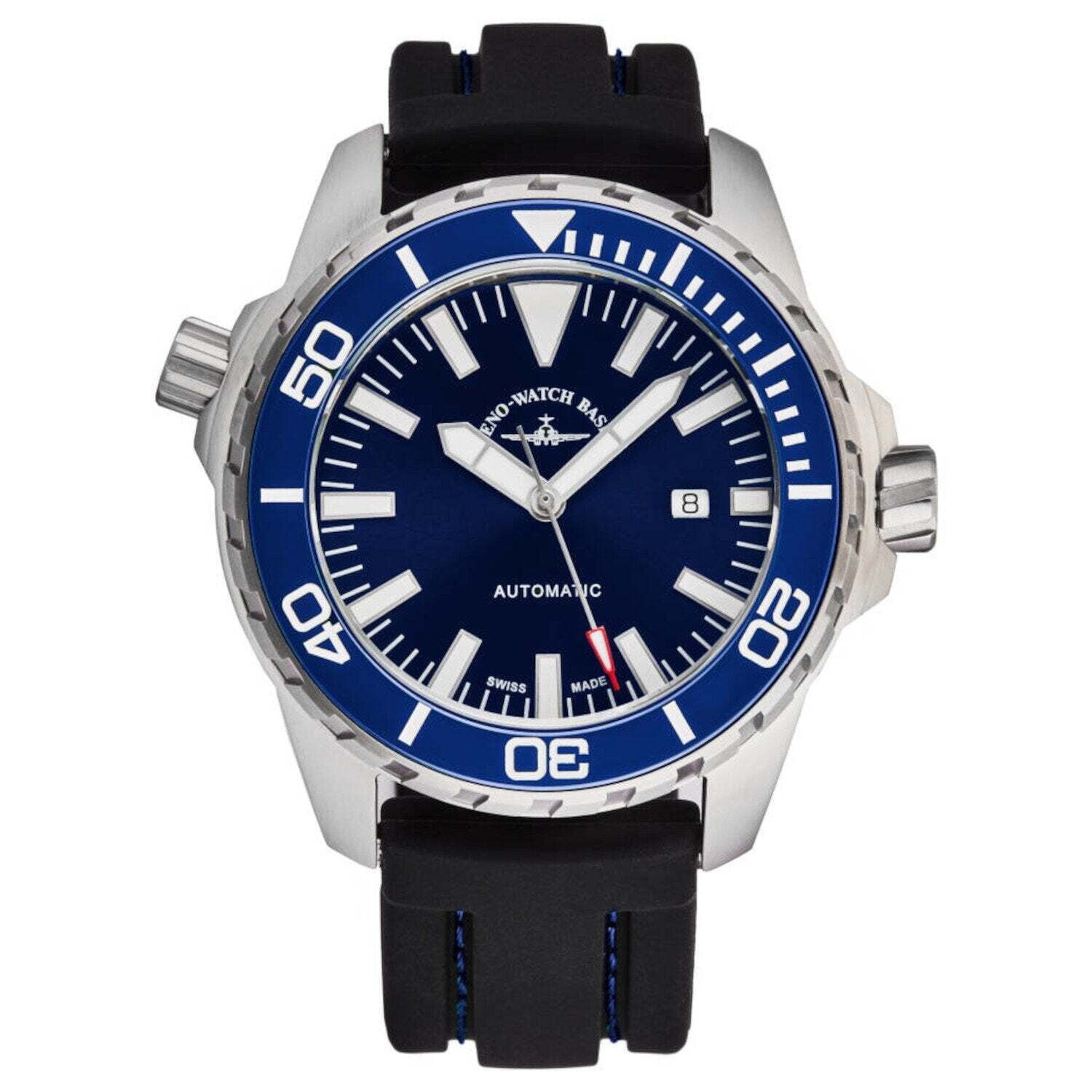 Zeno 6603-2824-A4 Men's 'Divers' Blue Dial Black Rubber Strap Automatic Watch