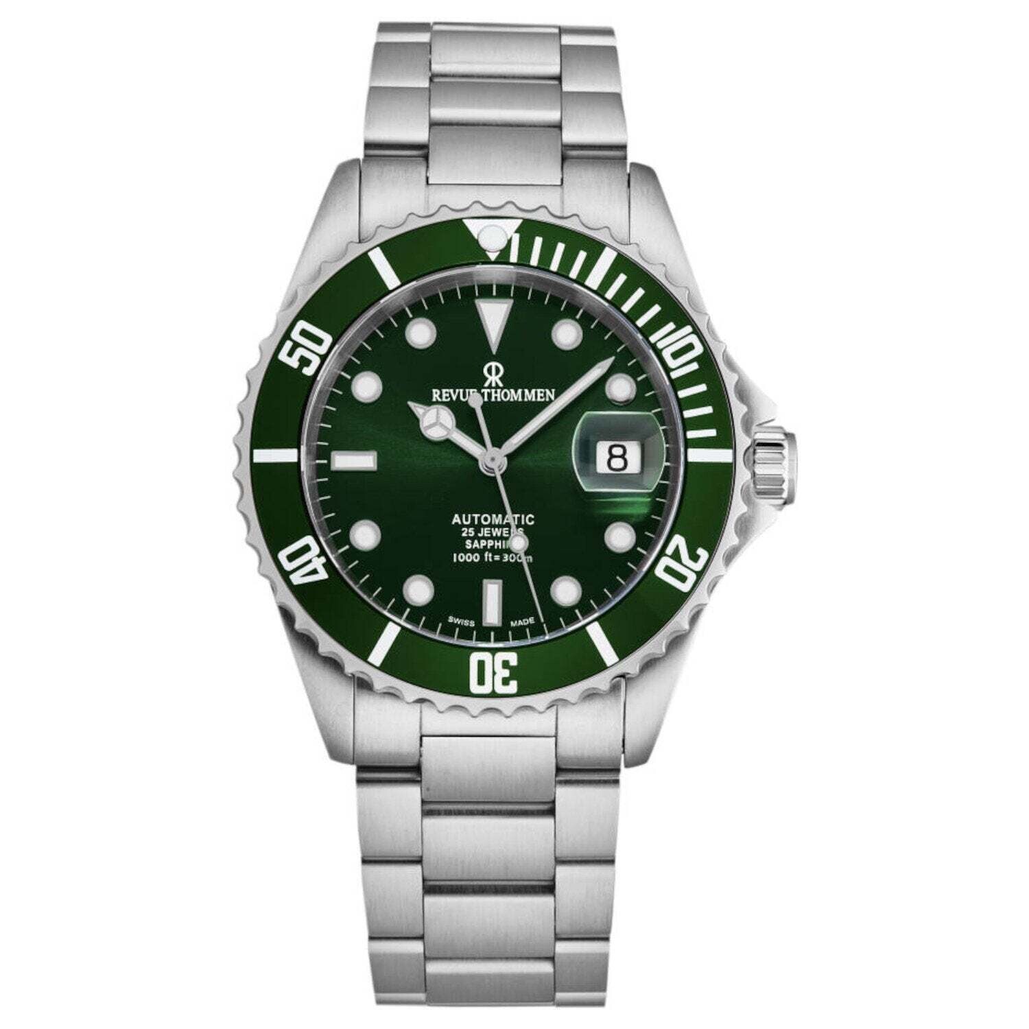 Revue Thommen 17571.2129 Men's 'Diver' Green Dial Stainless Steel Swiss Automatic Watch