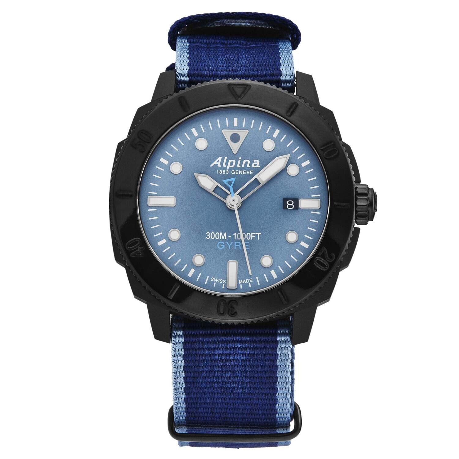 Alpina Mens 'Seastrong Diver Gyre' Blue Dial Blue Canvas Strap Automatic Watch AL-525LNB4VG6