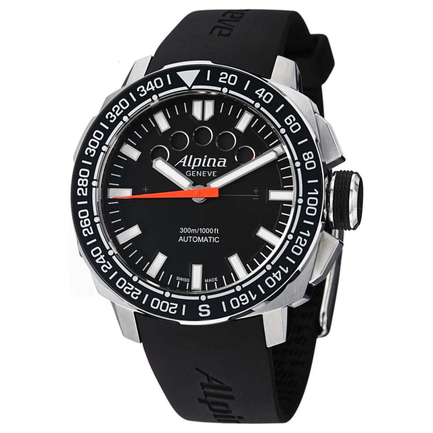 Alpina Men's AL-880LB4V6'Adventure' Black Dial Rubber Strap Swiss Made Automatic Watch