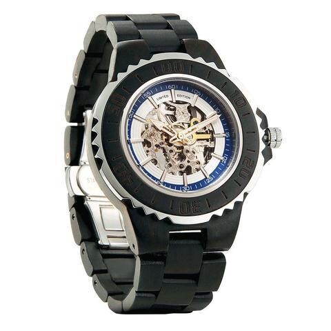 Men Genuine Automatic Ebony Wooden Watches No Battery Needed