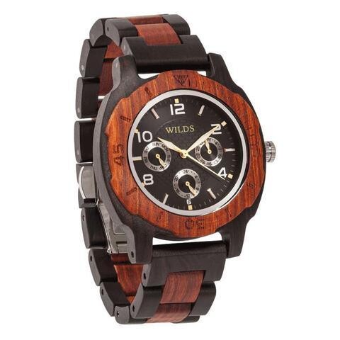 Men Multi-Function Custom Rose Ebony Wooden Watch - Personalize Your Watch