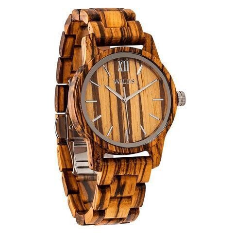 Men Handmade Engraved Zebra Wooden Timepiece - Personal Message on the Watch