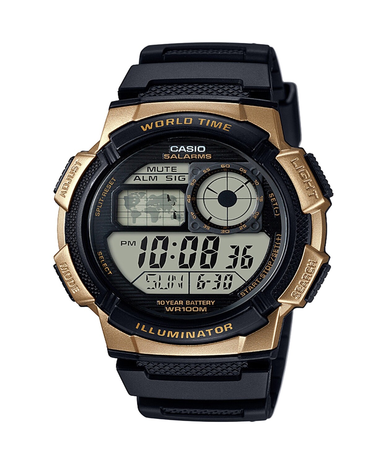 Casio Men's '10 Year Battery' Quartz Stainless Steel and Resin Watch, Color Black (Model: AE-1000W-1A3VCF)